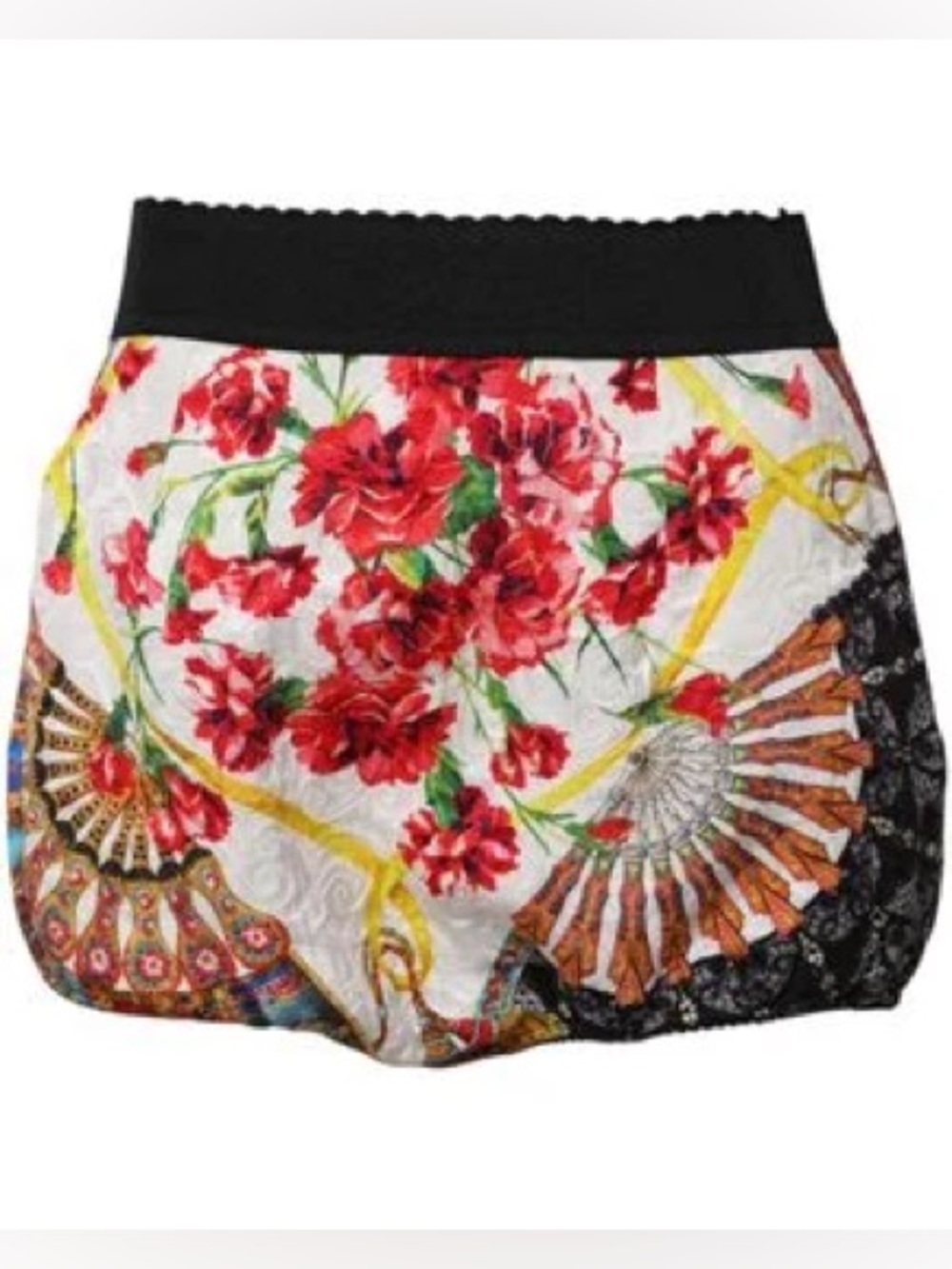 High-Waist Floral Fan Print Briefs in Multicolory size 42